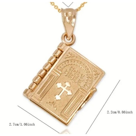 COPY - Holy Bible Necklace Serenity Prayer turnable pages Solid Metal Christian… - Picture 5 of 5